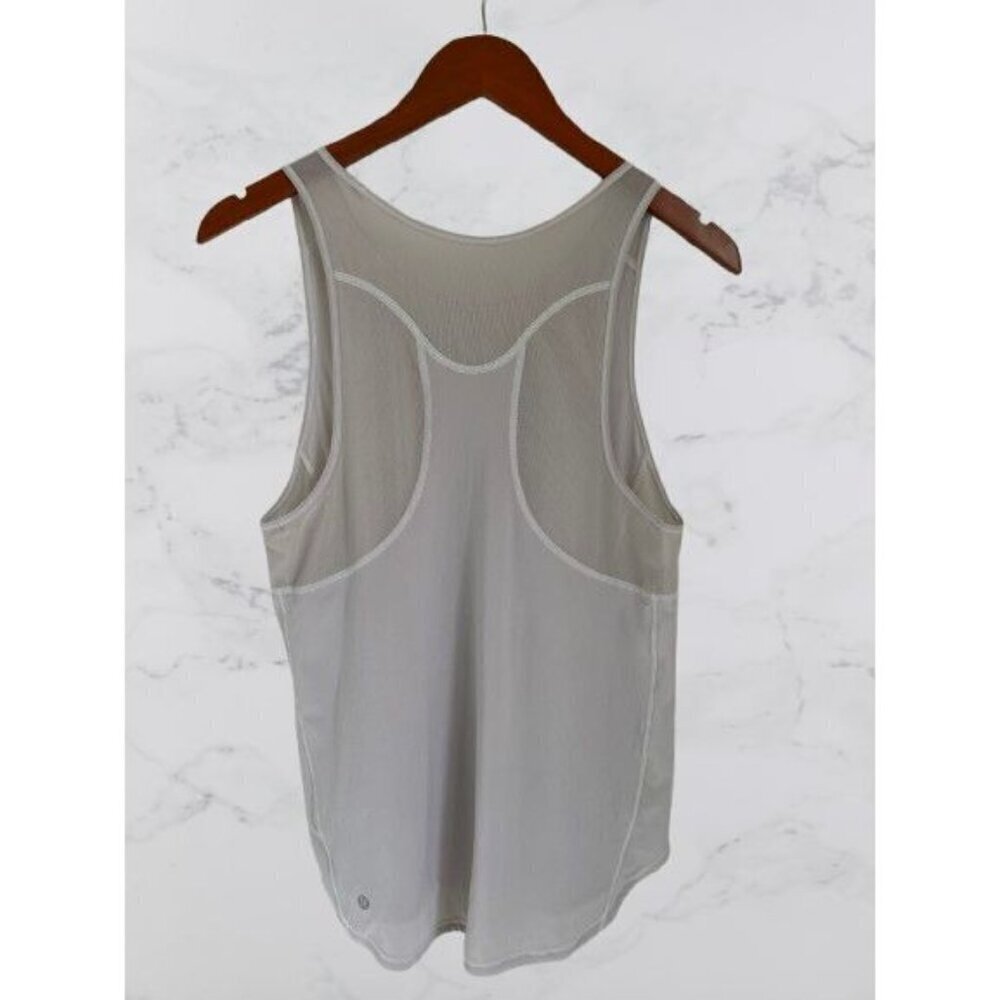 Lululemon White Racerback Tank Top With Mesh Panels Womens Lightweight Activewea